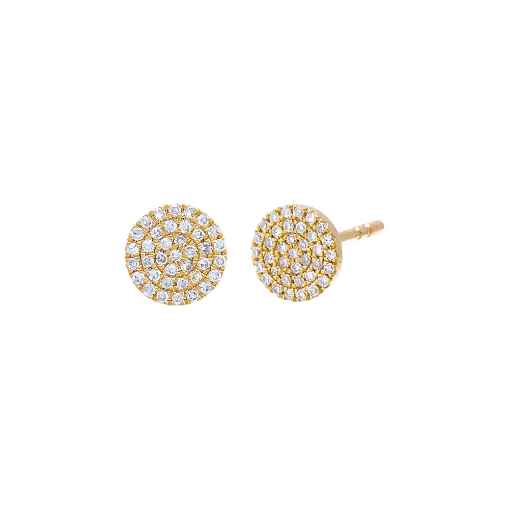 Diamond Pave Disc Stud Earring 14K