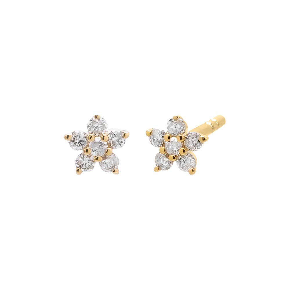 Diamond Mini Flower Stud Earring 14K