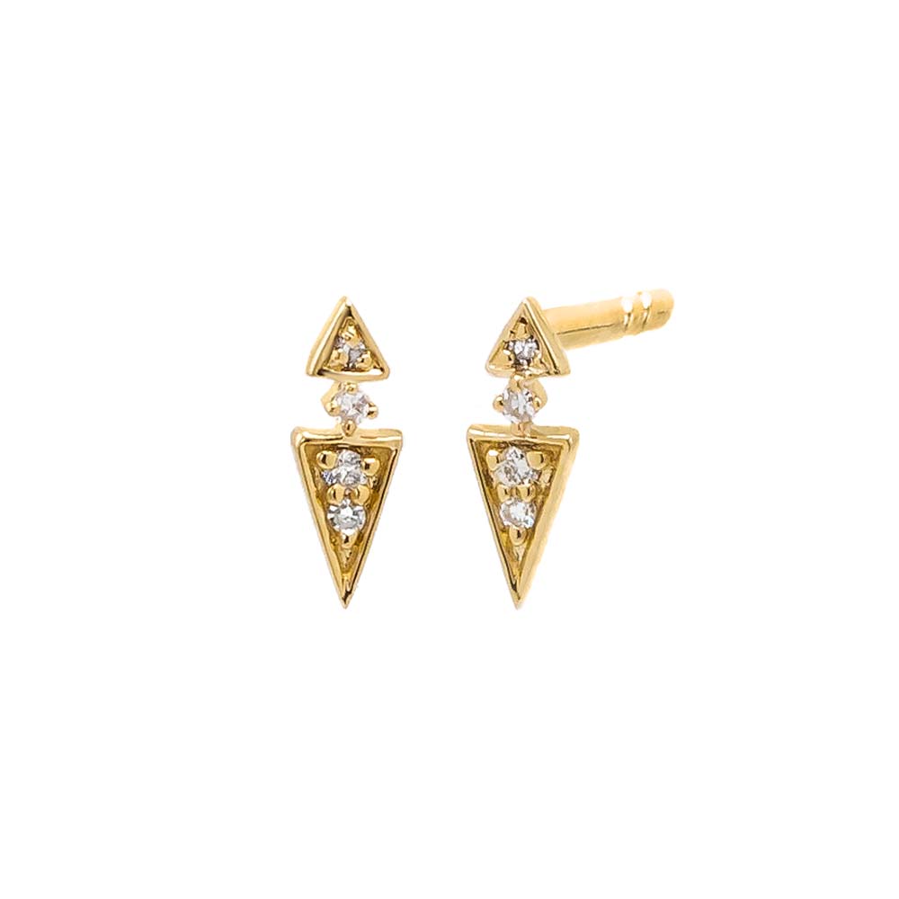 Diamond Dangling Triangle Stud Earring 14K