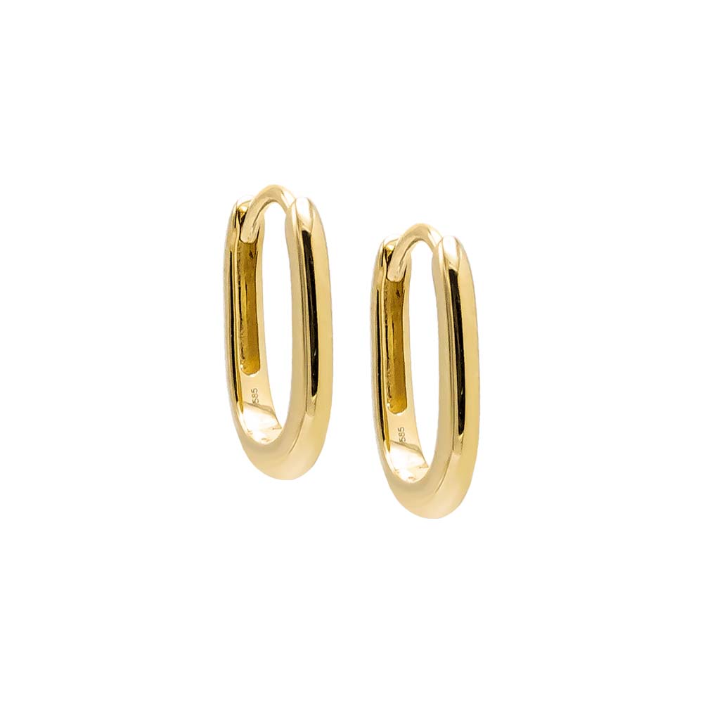 Solid Oval Huggie Earring 14K