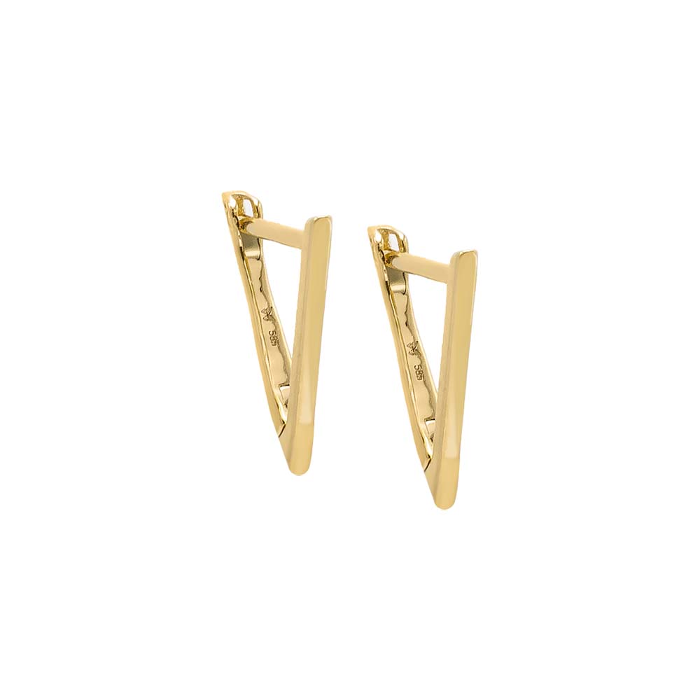 Solid Open Triangle Hoop Earring 14K