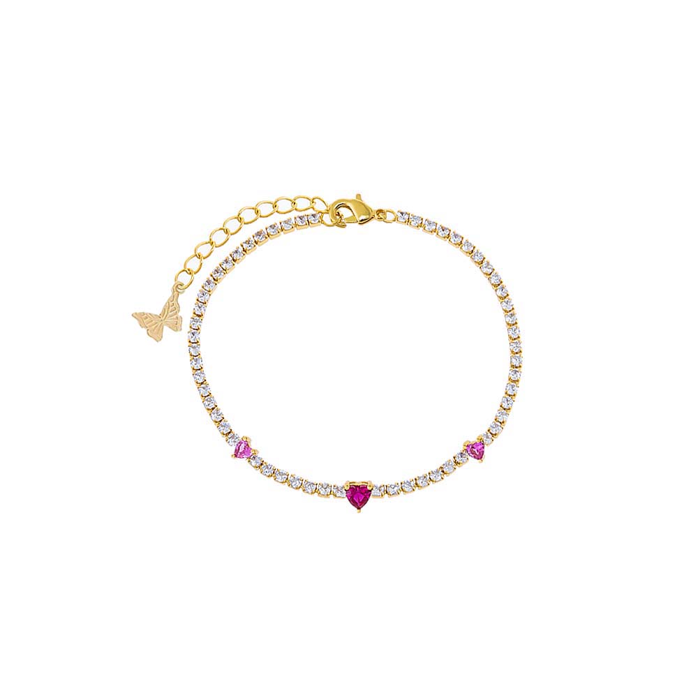 Colored Graduated Heart Tennis Bracelet