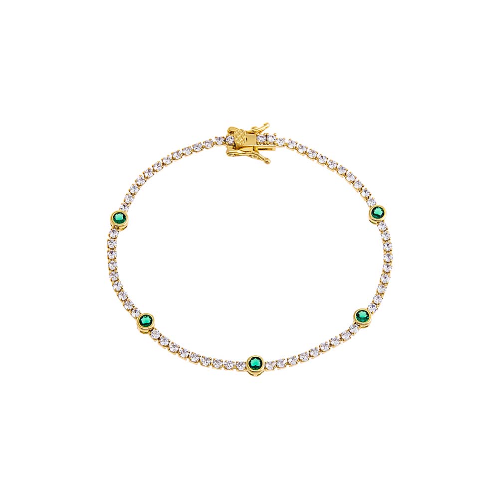 Colored CZ Solitaire Accented Tennis Bracelet