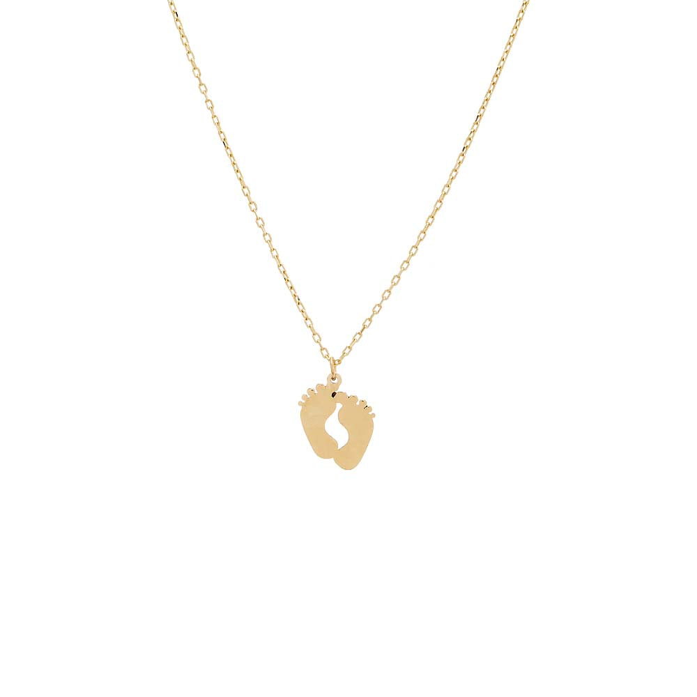 Baby Feet Pendant Necklace 14K