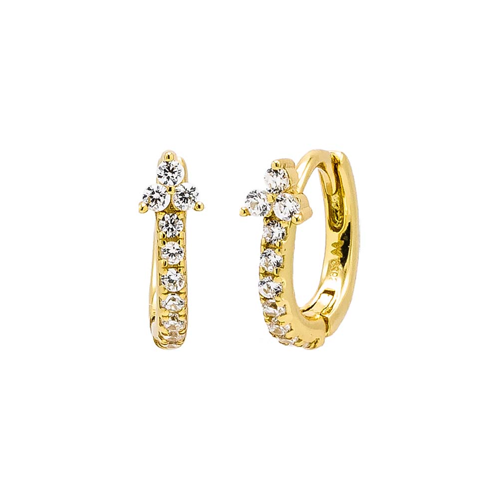 CZ Trio Cluster Huggie Earring