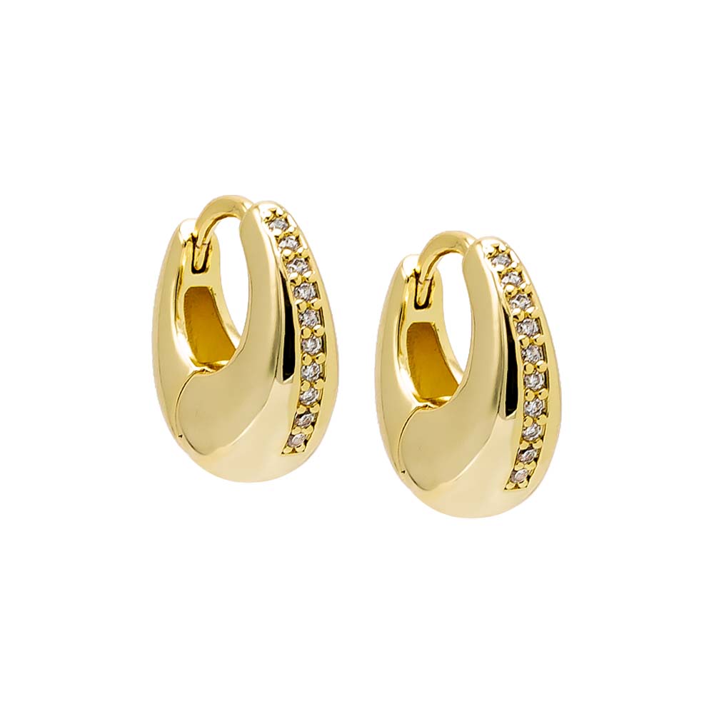 Pave Lined Graduated Huggie Earring