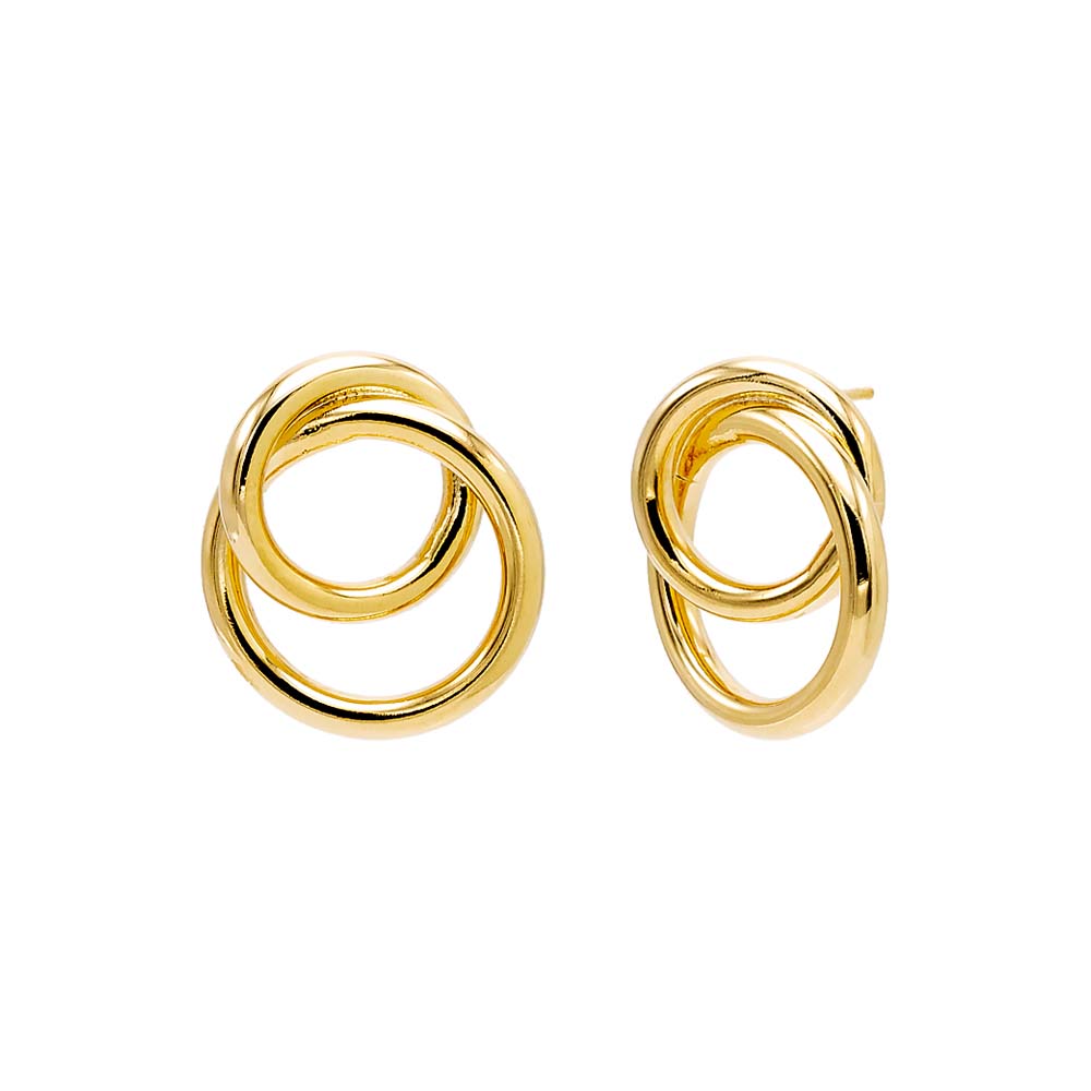 Solid Double Circle Drop Stud Earring