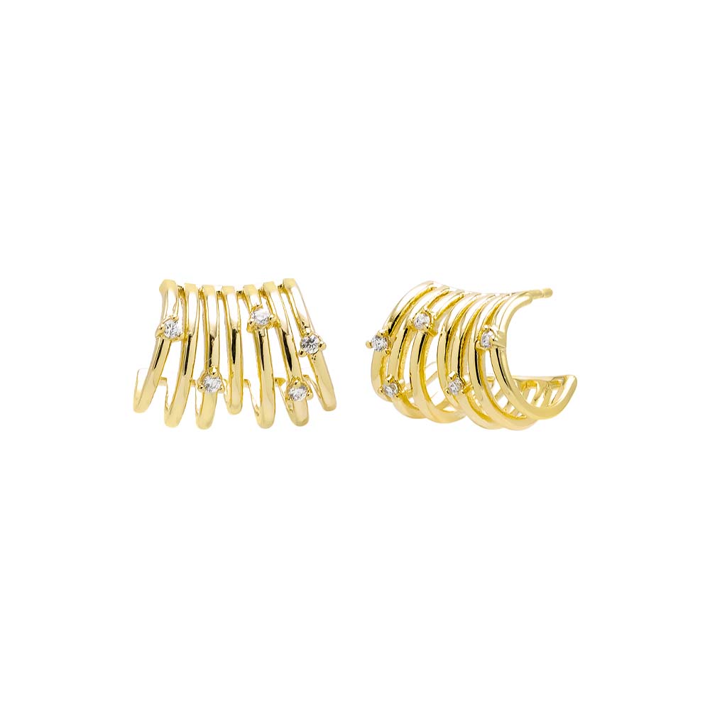 CZ Multi Row Cage Stud Earring