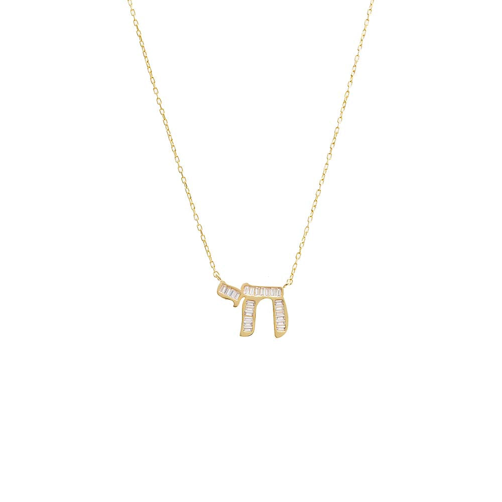 Baguette Chai Pendant Necklace