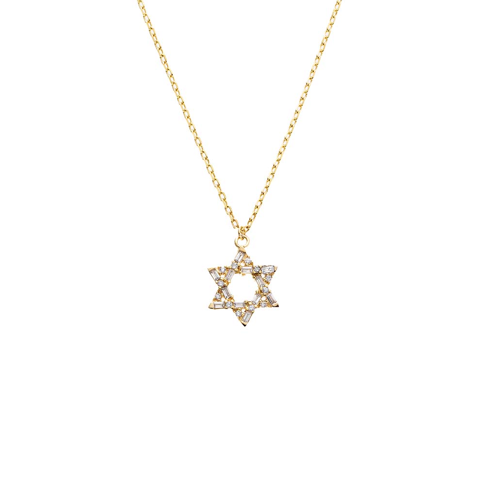 CZ Baguette Star Of David Pendant Necklace