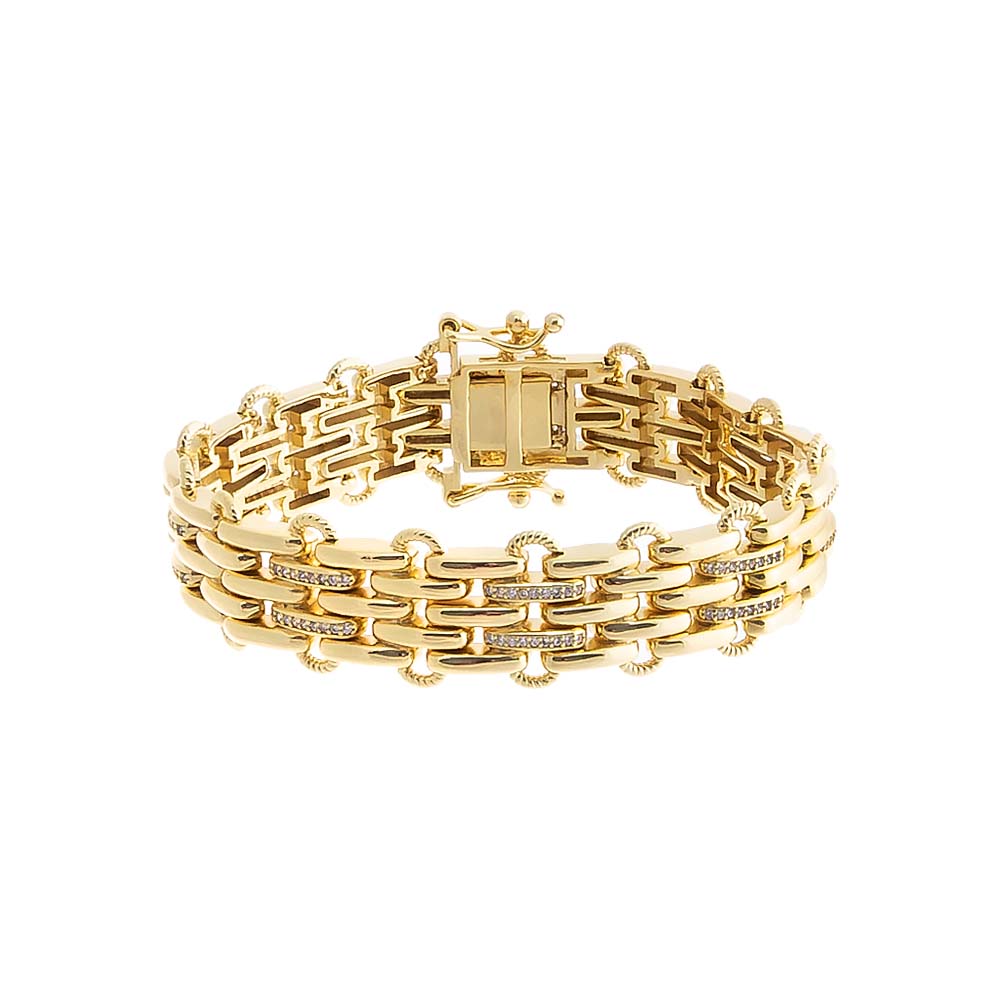 Pave Wide Watch Chain Bracelet