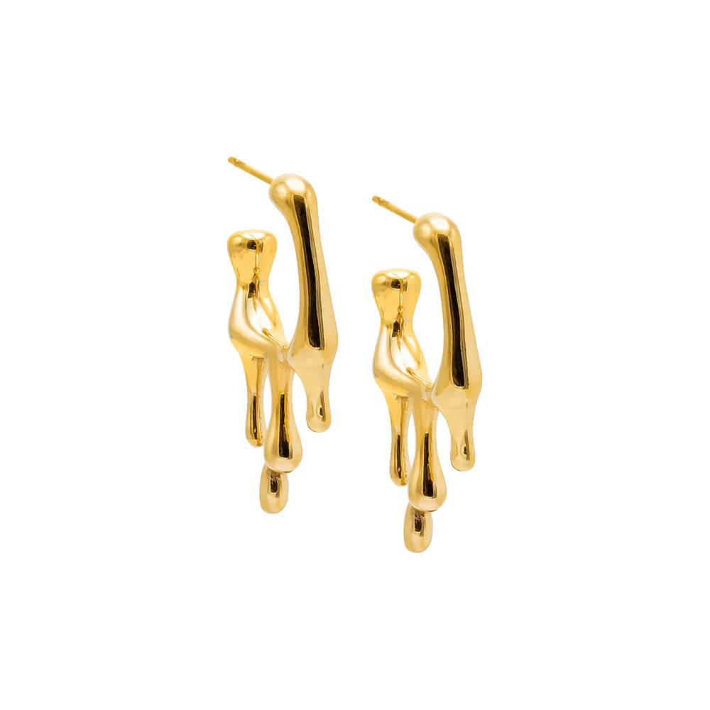 Dripping Gold Open Hoop Stud Earring