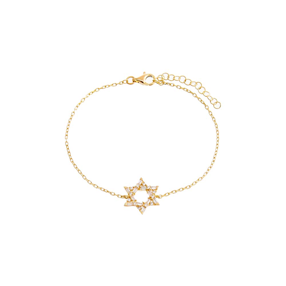 CZ Baguette Star Of David Bracelet